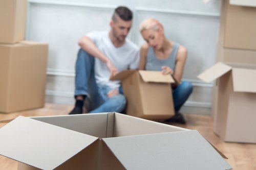 Boxes and luggage prepared for a student move in South Kensington