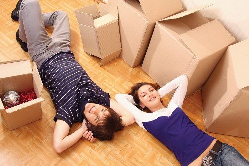 Moving team loading boxes for a flat move in South Kensington